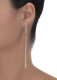 Silver Plated Straight Party Wear Earrings Adorned With Stones Online - Kalki Fashion