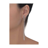 Gunmetal Grey Straight Party Wear Earrings Adorned With Stones Online - Kalki Fashion