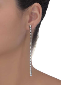 Gunmetal Grey Straight Party Wear Earrings Adorned With Stones Online - Kalki Fashion