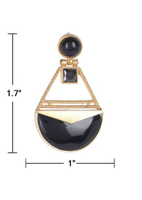 Black Stone Gold Plated Danglers In Geometric Pattern Online - Kalki Fashion