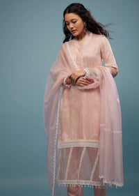 Candy Pink Pant Suit Set In Viscose Silk