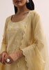Pale Yellow Palazzo Set With Patchwork Kurta Stitched Dress Material