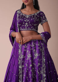 Violet Purple Ombre Lehenga With Handwork Embroidery