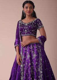 Violet Purple Ombre Lehenga With Handwork Embroidery