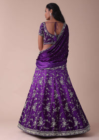 Violet Purple Ombre Lehenga With Handwork Embroidery