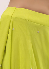 Parrot Green Georgette Crop Top And Palazzo