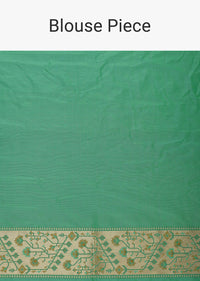Parrot Green Katan Silk Banarasi Ikat Patola Weave Saree With Unstitched Blouse Piece