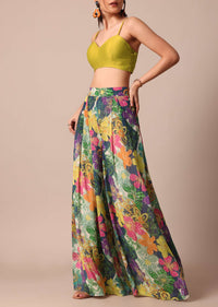 Party Ready Floral Printed Indowestern Crop Top Set