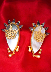 Party Wear Cluster Earring With Acrylic Base Stone Highlight Online - Kalki Fashion