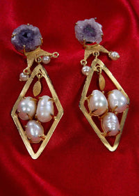 Party wear dangler earring with Mother of pearls and semi precious stone only on Kalki
