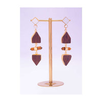 Party wear earring with wooden block and cylindrical bead only on kalki