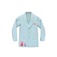 Pastel Blue Coat In Linen With Peppa Pig By Fayon Kids