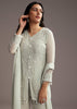Pastel Green Georgette Kurta Set With Bead Embroidery