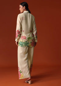 Pastel Floral Printed Sequin Work Cotton Co Ord Set