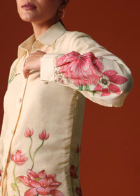 Pastel Floral Printed Sequin Work Cotton Co Ord Set