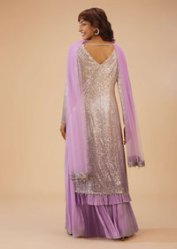 Lilac Purple Palazzo Suit Set In Sequin