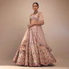 Pastel Pink Lehenga With A Crop Top In Multi-Colored Resham Embroidery, Crop Top Comes In Sleeveless With Scalloped Neckline