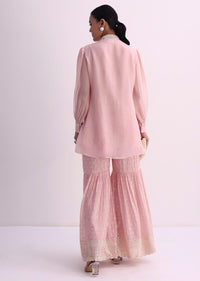 Pastel Pink Sequins And Moti Embroidered Sharara Set
