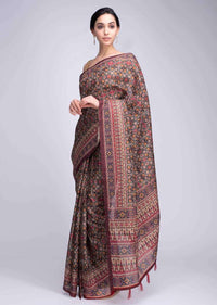Patola Printed Mullti Color Saree In Tussar Silk With Abstract Motif