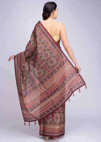 Patola Printed Mullti Color Saree In Tussar Silk With Abstract Motif