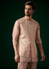 Peach Banarasi Silk Kurta Jacket Set