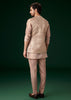 Peach Banarasi Silk Kurta Jacket Set