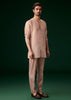 Peach Banarasi Silk Kurta Jacket Set
