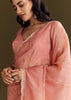 Peach Crush Tissue Saree With Cutdana And Beads Scallop Border