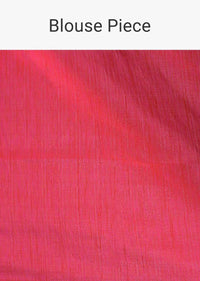 Peach dola silk saree with orange and pink tassels on the pallo only on Kalki