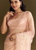 Peach Glass Tissue Saree With Cutdana And Beads Scallop Border