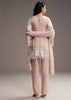 Peach Organza Kurta Set With Thread And Moti Work