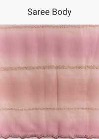 Peach Pink Glass Tissue Saree With Stone And Cutdana Embroidery