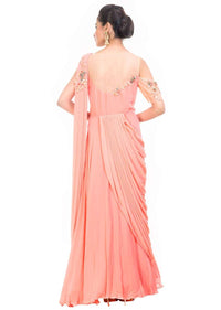 Peach Saree Drape Gown