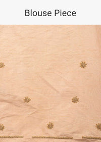 Peach satin chiffon saree in cut dana and gotta embroidery and butti only on Kalki