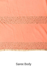 Peach shaded saree adorn in kundan embroidered border only on Kalki