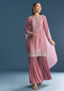 Onion pink Silk Kurta Sharara Suit With Moti Cutdana Work