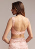 Peach Tissue Saree With Geometric Embroidery