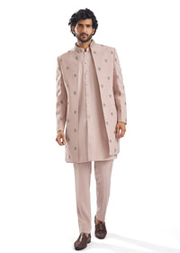 Peach Zardosi Indo Western Mens Set