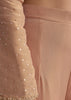 Peach Zardosi Moti Kurta And Cutdana Scallop Bordered Dupatta