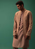 Peach Bandi Set In Dyed Cotton With Long Detailed Kurta