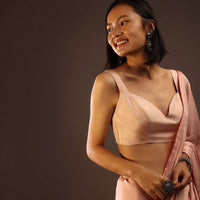 Peach Blush Sleeveless Blouse In A Sweetheart Neckline Back Hook Closure With A Straight Hemline