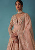 Peach Bridal Lehenga Set In Organza With Jacket