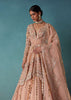 Peach Bridal Lehenga Set In Organza With Jacket