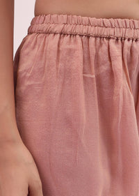 Peach Chanderi Kaftan Kurta Pant Set