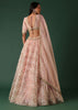 Peach Embroidered Lehenga Set In Organza