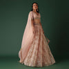 Peach Embroidered Lehenga Set In Organza