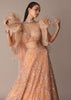 Peach Zardosi Lehenga With Dramatic Net Sleeves Blouse