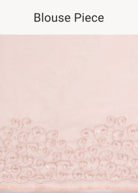Peach Embroidered Organza Saree With Unstitched Blouse