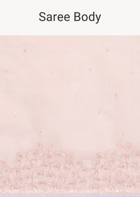 Peach Embroidered Organza Saree With Unstitched Blouse