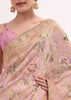 Peach Floral Georgette Saree With Unstitched Blouse
